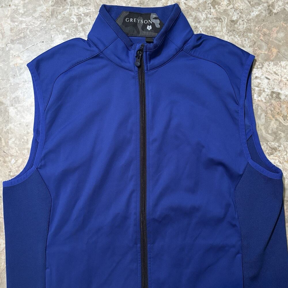 Greyson Sequioa Vest Mens Small Blue Full Zip Performance Golf Hybrid Gilet
